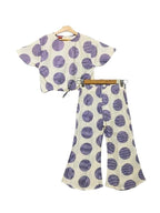 Purple Circle Pattern Half Sleeve Off White Skate Fish Girls