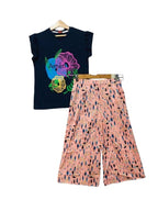 Amen Pink & Sky Flower Navy T-Shirt & Flapper Girls