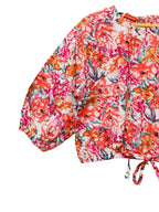 Red & Orange Flower All Over Print Full Sleeve White Skate Fish Girls