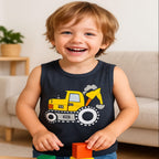 Tractor Charcoal Sleevless Shirt Boys