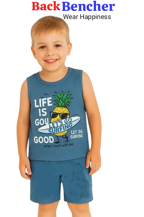 Let's Go Sleeveless Blue Nicker Suit Boys