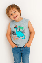 Fun Summer Oatmeal Sleeveless Shirt Boys