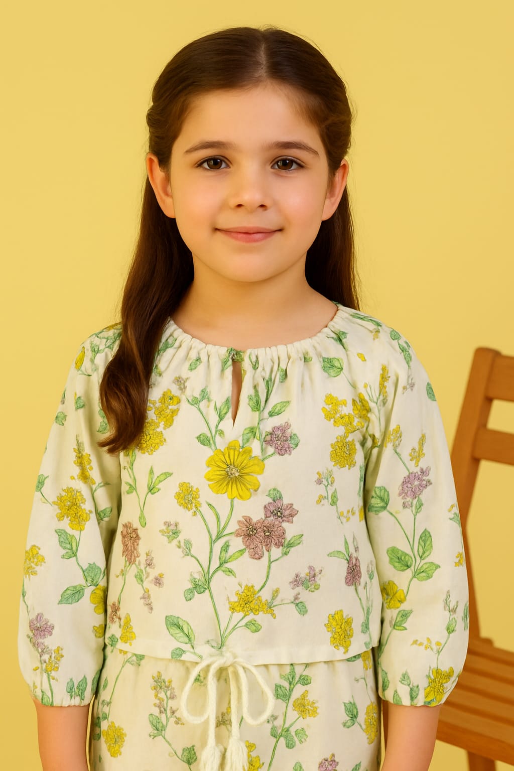 Brown & Green Flower Full Sleeve White Skate Fish Girls