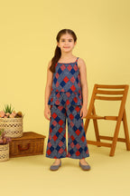 Colorful Heart & Leaves Navy Skirt Suit Girls