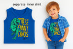 These Funny Dinos Blue Inner Blue Check Double Casual Shirt Boys