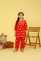 Blue & Yellow Circle All Over Print Red Pairs Girls