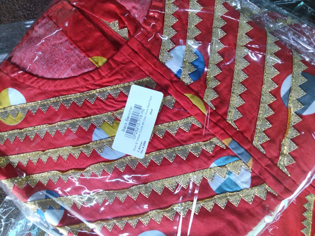Blue & Yellow Circle All Over Print Red Pairs Girls