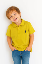Ferrari Logo Lemon Collar Polo T-Shirt Boys