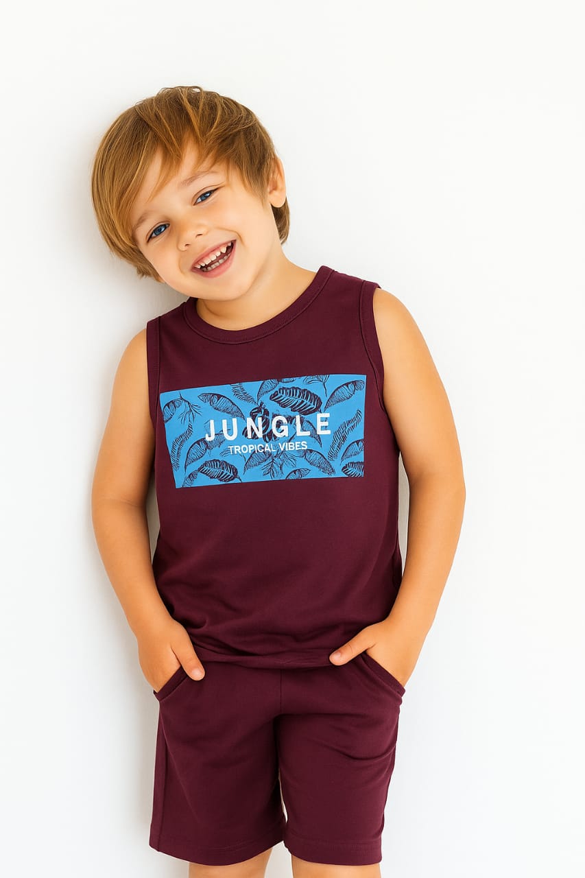 Tropical Vibes Dark Purple Nicker Suit Boys