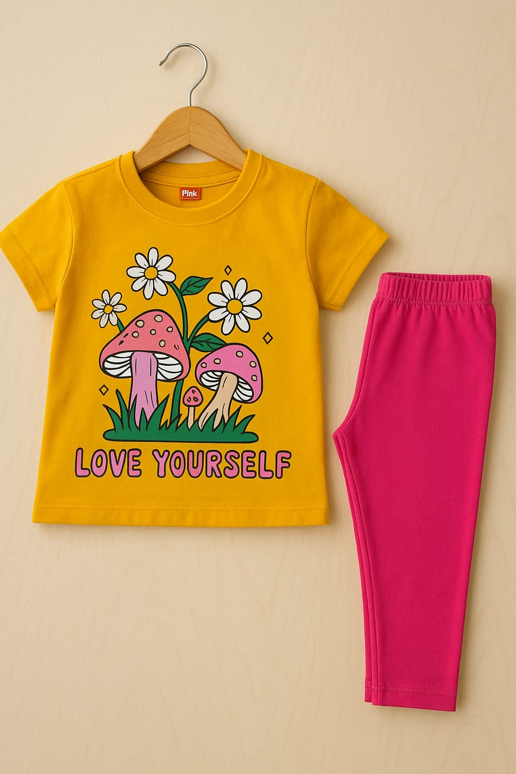 Love Yourself Mustered Trouser Shirt Girls ( R-489 )