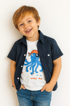 Under Sea White Inner Navy Double Casual Shirt Boys