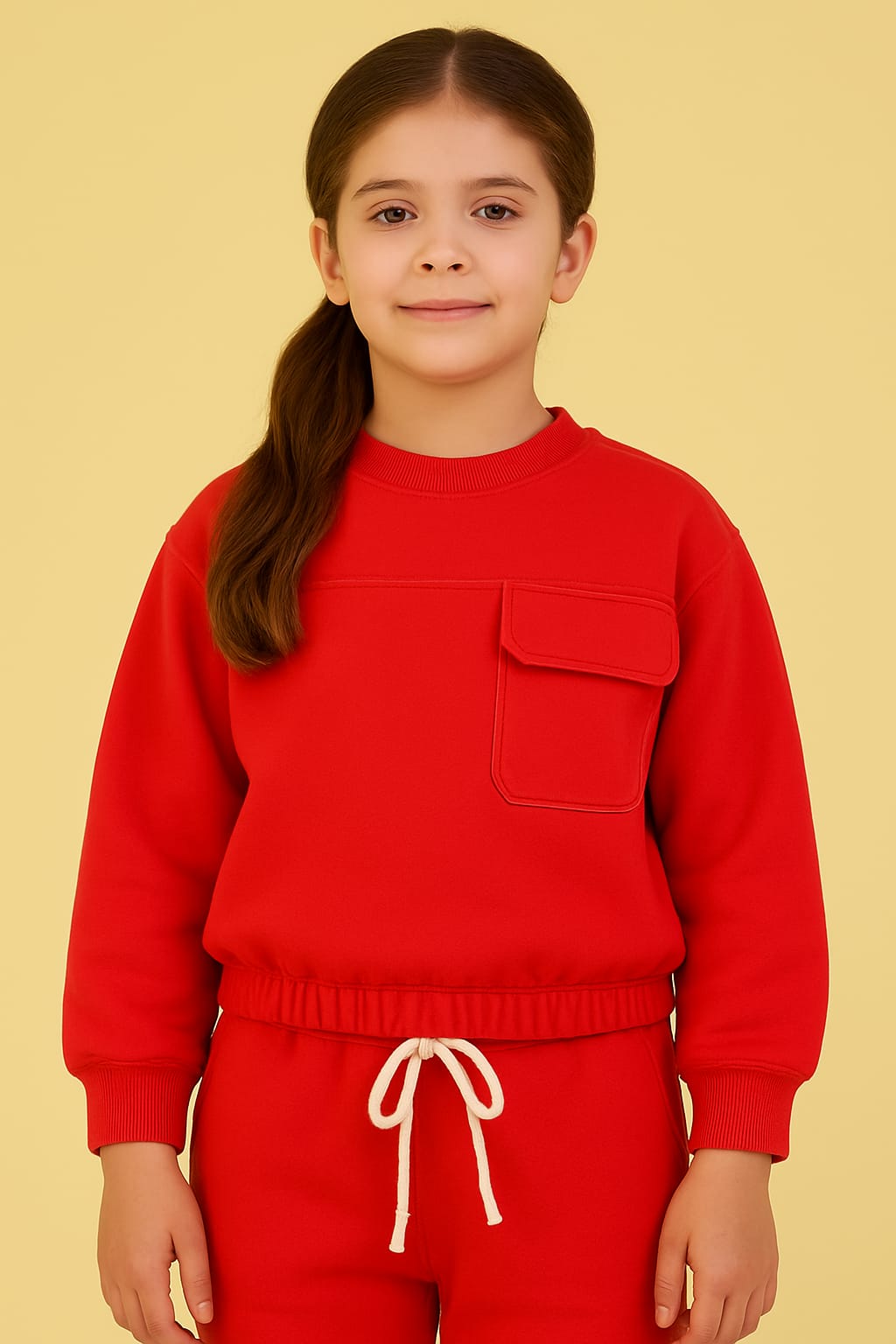 Front Pocket Red Track-Suit Girls