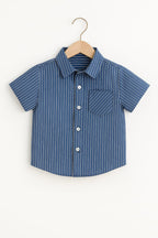 Hero Black Inner White & Blue Line Double Casual Shirt Boys