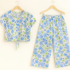 Sky & Light Green Half Sleeve White Skate Fish Girls