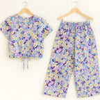 Cream & Purple Flower Half Sleeve Sky Skate Fish Girls