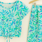 Sky Green Leaves Half Sleeve White Skate Fish Girls(N)