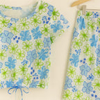 Sky & Light Green Half Sleeve White Skate Fish Girls