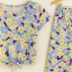 Cream & Purple Flower Half Sleeve Sky Skate Fish Girls