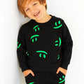Smiley Print Black Track-suit Boys ( R-290N )