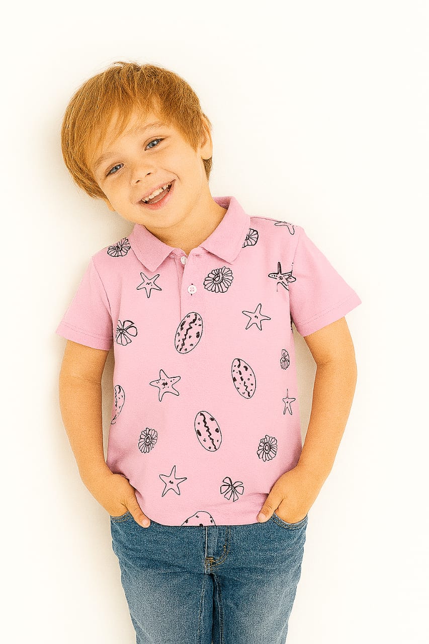 Star Fish Baby Pink Collor Polo Shirt Boys