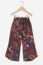 Paisley Pattern All Over Print Multi Color Skirt Suit Girls