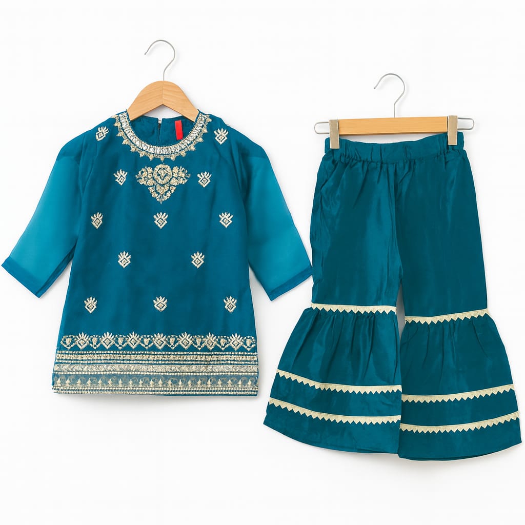 Front Embroidery Zinc Gharara Suit Girls