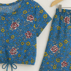 Yellow & Mahroon Flower All Over Print Hs Blue Skate Fish