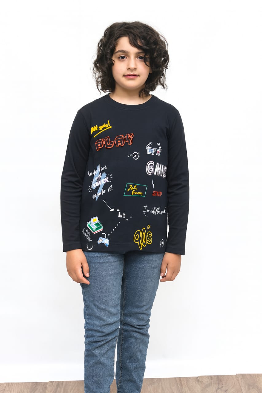 Play Game Black T-Shirt Boys