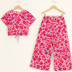 Dark Pink & Sky Flower Half Sleeve White Skate Fish Girls