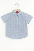 Love Baby White Inner Light Blue Check Double Casual Shirt Boys