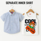 Love Baby White Inner Light Blue Check Double Casual Shirt Boys