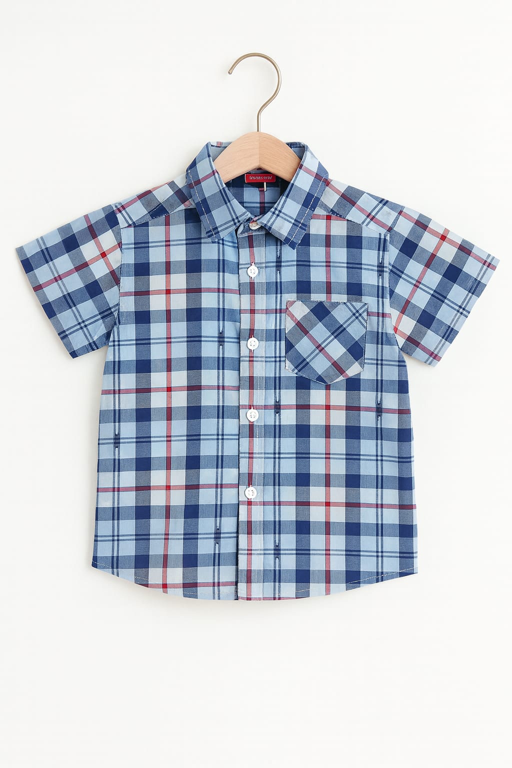 Surf Time Blue Inner Blue Check Double Casual Shirt Boys