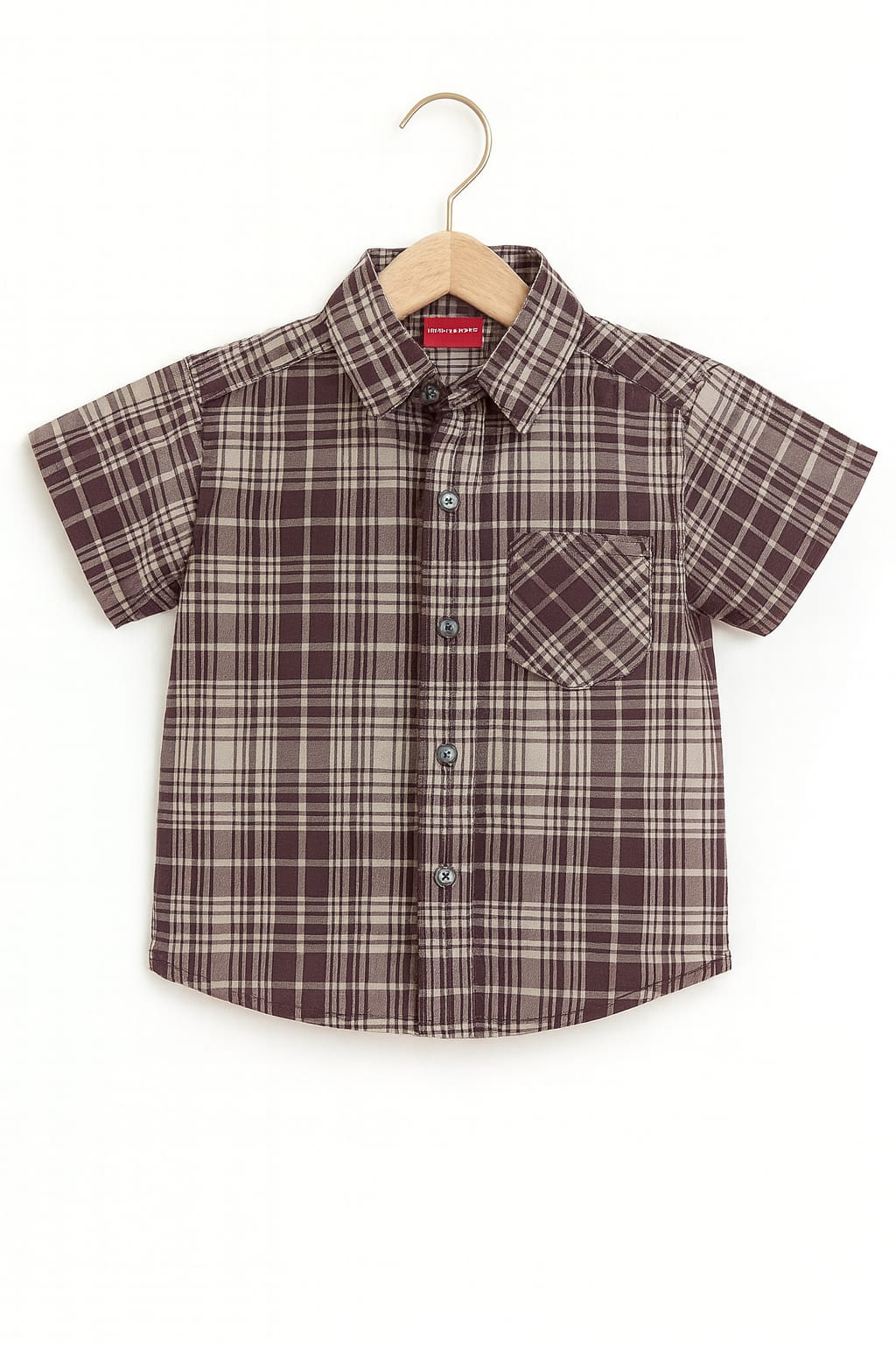 Tom & Jerry Black Inner Mahroon Skin Check Double Casual Shirt Boys
