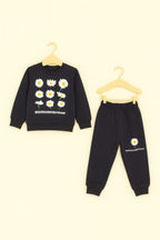 Nine Flower Black Track Suit Girls