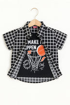 Make It Happen Black Inner Black Check Double Casual Shirt Boys