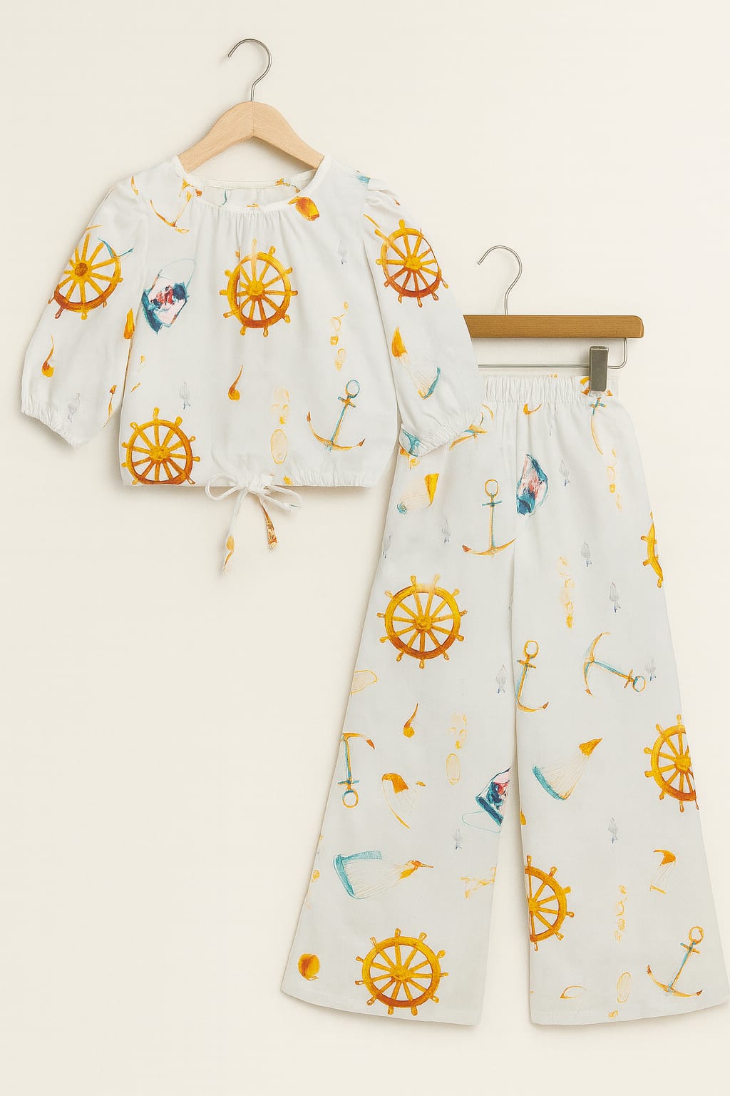 Ship Wheel Full Sleeve White Skate Fish Girls