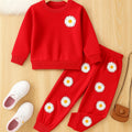 Flower Logo Red Track Suit Girls ( R-15 ) ( Factory )