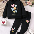 Happy Heart Black Track-suit Girls ( Factory )