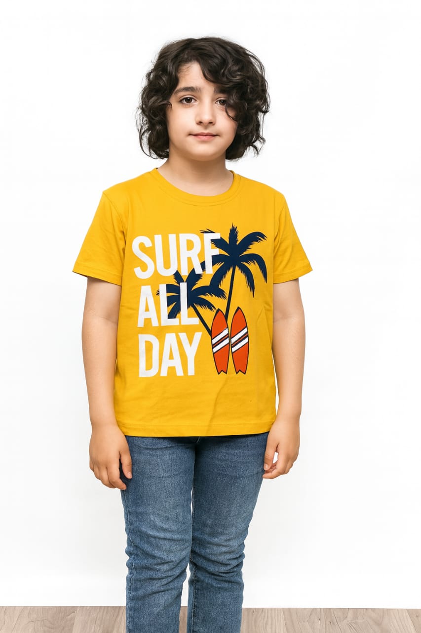 Surf All Day Mustard T-Shirt Boys