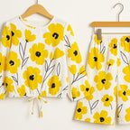 Yellow Flower All Over Print Full Sleeve White Skate Fish Girls(N)