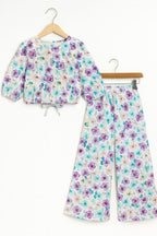 Dark Purple & Peach Flower Full Sleeve White Skate Fish Girls