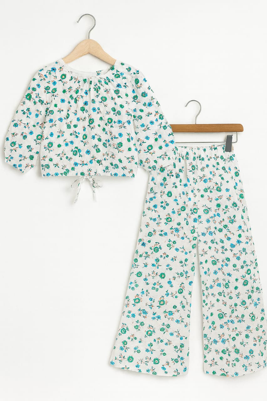 Parrot & Peach Flower Full Sleeve White Skate Fish Girls