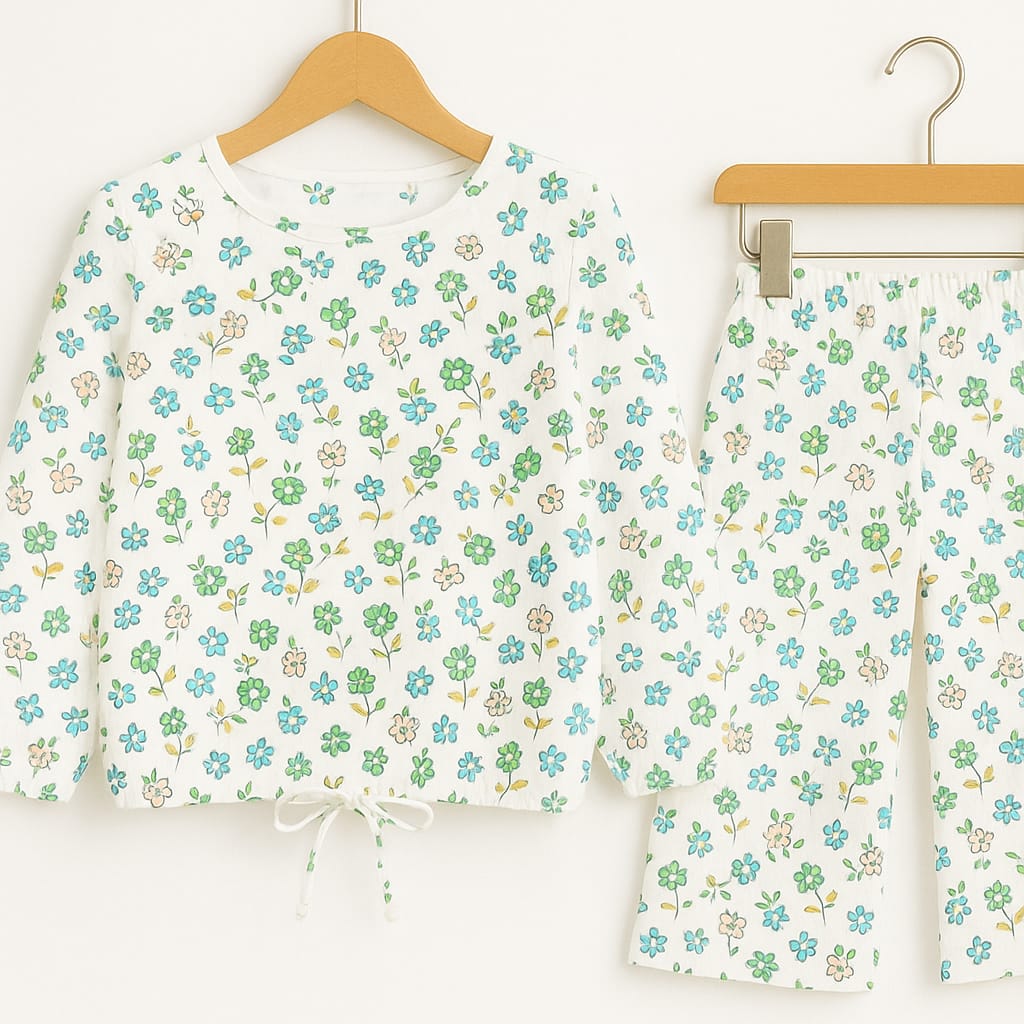 Parrot & Peach Flower Full Sleeve White Skate Fish Girls