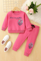Love Pink Embroidery Track-suit Girls