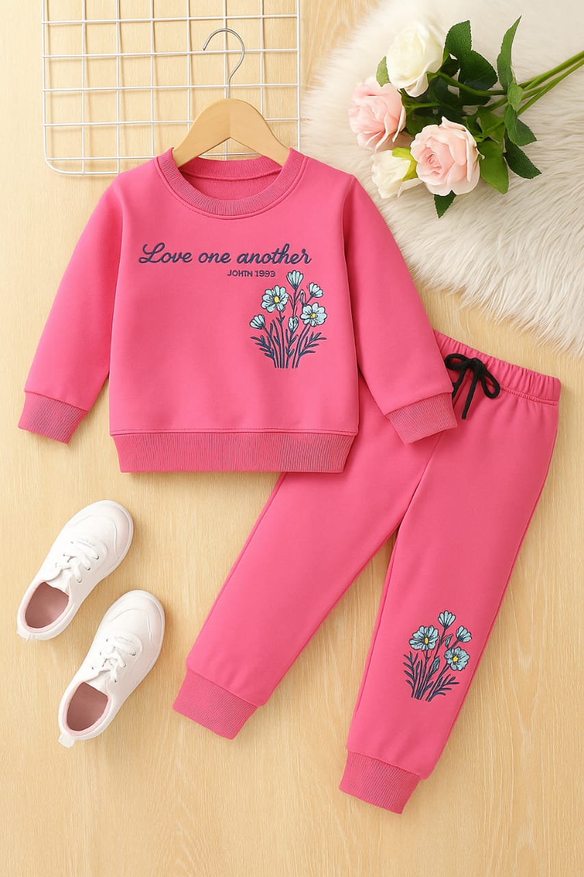 Love Pink Embroidery Track-suit Girls