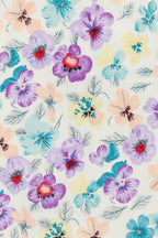 Dark Purple & Peach Flower Full Sleeve White Skate Fish Girls