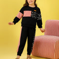 Pink Penal & White Flower Black Track-suit Girls ( R-46 ) Factory