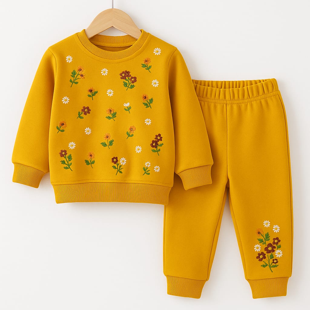 Embroidery All Over Mustered Track-suit Girls