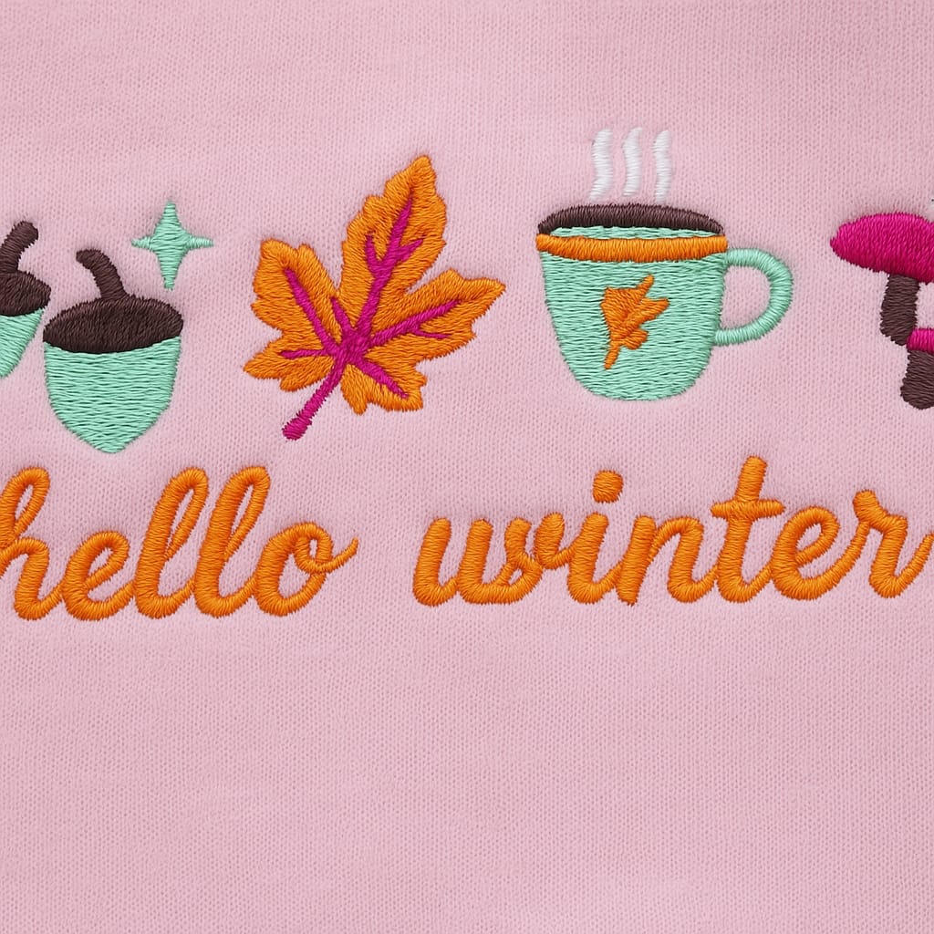 Hello Winter Pink Embroidery  Track-suit Girls