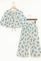 Green & Blue Leaves Full Sleeve White Skate Fish Girls